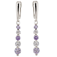 Gets® Jewelry Earring, Brass, platinum plated, with cubic zirconia, nickel, lead & cadmium free, 36mm, Sold By Pair