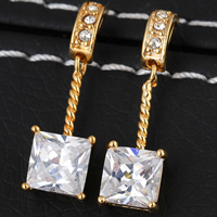 Gets® Jewelry Earring, Brass, 18K gold plated, with cubic zirconia, nickel, lead & cadmium free, 24x7mm, Sold By Pair
