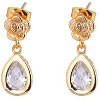 Gets® Jewelry Earring, Brass, Teardrop, 18K gold plated, with cubic zirconia, nickel, lead & cadmium free, 22mm, Sold By Pair