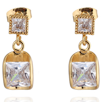 Gets® Jewelry Earring, Brass, 18K gold plated, with cubic zirconia, nickel, lead & cadmium free, 20x8.5mm, Sold By Pair