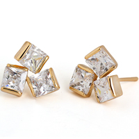 Gets® Jewelry Earring, Brass, 18K gold plated, with cubic zirconia, nickel, lead & cadmium free, 13mm, Sold By Pair