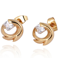 Gets® Jewelry Earring, Brass, 18K gold plated, with cubic zirconia, nickel, lead & cadmium free, 11mm, Sold By Pair