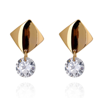 Gets® Jewelry Earring Brass Rhombus 18K gold plated with cubic zirconia nickel lead & cadmium free Sold By Pair
