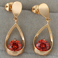 Gets® Jewelry Earring Brass Teardrop 18K gold plated with cubic zirconia nickel lead & cadmium free 24mm Sold By Pair