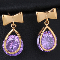 Gets® Jewelry Earring Brass Teardrop 18K gold plated with cubic zirconia nickel lead & cadmium free 16mm Sold By Pair