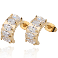 Gets® Jewelry Earring Brass 18K gold plated with cubic zirconia nickel lead & cadmium free 13mm Sold By Pair
