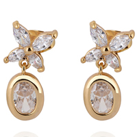 Gets® Jewelry Earring, Brass, 18K gold plated, with cubic zirconia, nickel, lead & cadmium free, 18mm, Sold By Pair