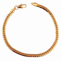 Gets® smykker armbånd, Messing, 18K forgyldt, bremse kæde, nikkel, bly & cadmium fri, 4mm, Solgt Per Ca. 7.5 inch Strand