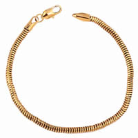 Pulsera de la joyería Gets®, metal, chapado en oro de 18 K, cadena de la serpiente, libre de níquel, plomo & cadmio, 3mm, Vendido para aproximado 7.5 Inch Sarta