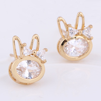 Gets® Jewelry Earring, Brass, Rabbit, 18K gold plated, with cubic zirconia, nickel, lead & cadmium free, 10mm, Sold By Pair