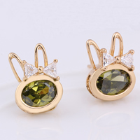 Gets® Jewelry Earring Brass Rabbit 18K gold plated with cubic zirconia nickel lead & cadmium free 10mm Sold By Pair