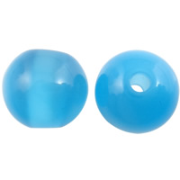Imitation Cats Eye Resin Beads Round blue 8mm Approx 2mm Sold By Bag