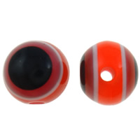 Gyanta Evil Eye Beads, Kerek, csík, piros, 8mm, Lyuk:Kb 2mm, 1000PC-k/Bag, Által értékesített Bag