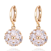 Gets® Jewelry Earring, Brass, Flower, 18K gold plated, with cubic zirconia, nickel, lead & cadmium free, 25x10mm, Sold By Pair