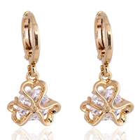 Gets® Jewelry Earring, Brass, Flower, 18K gold plated, with cubic zirconia, nickel, lead & cadmium free, 24x10mm, Sold By Pair