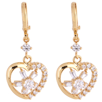 Gets® Jewelry Earring, Brass, Heart, 18K gold plated, with cubic zirconia, nickel, lead & cadmium free, 15x34mm, Sold By Pair