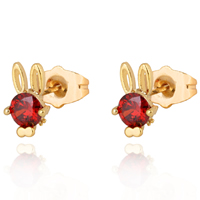 Gets® Jewelry Earring Brass Rabbit 18K gold plated with cubic zirconia nickel lead & cadmium free 10.5mm Sold By Pair