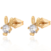 Gets® Jewelry Earring, Brass, Rabbit, 18K gold plated, with cubic zirconia, nickel, lead & cadmium free, 10.5mm, Sold By Pair