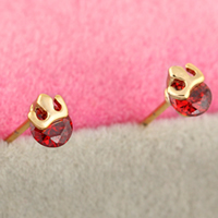 Boucle d'oreille Bijoux Gets®, laiton, Plaqué d'or 18K, avec zircone cubique, protéger l'environnement, sans nickel, plomb et cadmium, 5mm, Vendu par paire