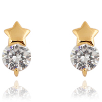 Gets® Jewelry Earring Brass Star 18K gold plated with cubic zirconia nickel lead & cadmium free 11.5mm Sold By Pair