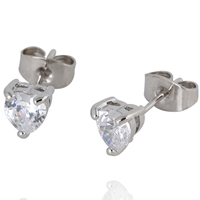 Gets® Jewelry Earring Brass Heart platinum plated with cubic zirconia nickel lead & cadmium free 6mm Sold By Pair