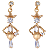 Gets® Jewelry Earring Brass Strawman 18K gold plated with cubic zirconia nickel lead & cadmium free 33mm Sold By Pair