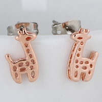 Gets® Jewelry Earring, Brass, Giraffe, real rose gold plated, nickel, lead & cadmium free, 12mm, Sold By Pair