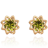 Gets® Jewelry Earring, Brass, Flower, 18K gold plated, with cubic zirconia, nickel, lead & cadmium free, 11.5mm, Sold By Pair