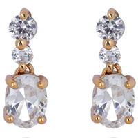 Gets® Jewelry Earring Brass 18K gold plated with cubic zirconia nickel lead & cadmium free 17.5mm Sold By Pair