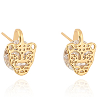 Gets® Jewelry Earring, Brass, Leopard, 18K gold plated, with cubic zirconia, nickel, lead & cadmium free, 12mm, Sold By Pair