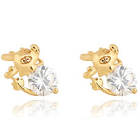 Gets® Jewelry Earring Brass Mouse 18K gold plated with cubic zirconia nickel lead & cadmium free Sold By Pair
