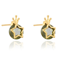 Gets® Jewelry Earring, Brass, Star, 18K gold plated, with cubic zirconia, nickel, lead & cadmium free, 12.5mm, Sold By Pair