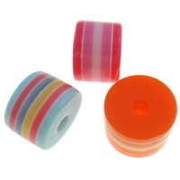 Striped Resin Beads, Column, mixed colors, 8x6mm, Hole:Approx 2mm, 1000PCs/Bag, Sold By Bag