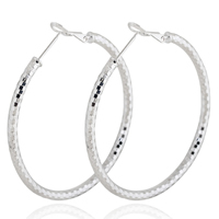Gets® Jewelry Earring, Brass, Donut, platinum plated, textured, nickel, lead & cadmium free, 3mm, 49mm, Sold By Pair