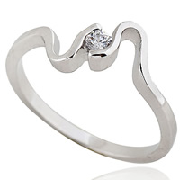 Gets® Finger Ring Brass platinum plated with cubic zirconia nickel lead & cadmium free 5mm US Ring Sold By PC
