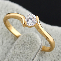 Gets® dedo anelar, cobre, banhado a ouro 18k, com zircônia cúbica, níquel, chumbo e cádmio livre, 4mm, tamanho:6.5, vendido por PC