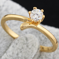 Gets® Finger Ring, Messing, 18 K vergoldet, mit kubischem Zirkonia, frei von Nickel, Blei & Kadmium, 4mm, Größe:7.5, verkauft von PC