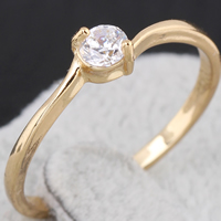 Gets® Finger Ring, Brass, 18K gold plated, with cubic zirconia, nickel, lead & cadmium free, 4mm, US Ring Size:6.5, Sold By PC