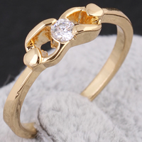 Gets® dedo anelar, cobre, banhado a ouro 18k, com zircônia cúbica, níquel, chumbo e cádmio livre, 3mm, tamanho:7.5, vendido por PC