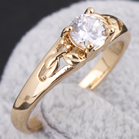 Gets® Finger Ring, Brass, 18K gold plated, with cubic zirconia, nickel, lead & cadmium free, 5mm, US Ring Size:7.5, Sold By PC