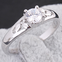 Gets® палец кольцо, Латунь, покрытый платиной, с кубическим цирконием, не содержит никель, свинец, 5mm, размер:7.5, продается PC