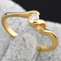 Gets® палец кольцо, Латунь, 18K золотым напылением, с кубическим цирконием, не содержит никель, свинец, 3mm, размер:7.5, продается PC
