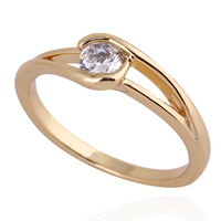 Bliver® Finger Ring, Messing, 18K forgyldt, med cubic zirconia, nikkel, bly & cadmium fri, 4mm, Størrelse:9, Solgt af PC