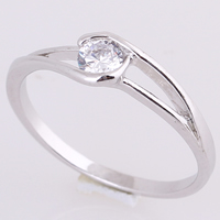 Bliver® Finger Ring, Messing, platineret, med cubic zirconia, nikkel, bly & cadmium fri, 4mm, Størrelse:6.5, Solgt af PC