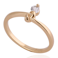 Gets® Finger Ring, Brass, 18K gold plated, with cubic zirconia, nickel, lead & cadmium free, 3mm, US Ring Size:6.5, Sold By PC