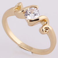 Gets® Finger Ring, Brass, 18K gold plated, with cubic zirconia, nickel, lead & cadmium free, 5mm, US Ring Size:5, Sold By PC