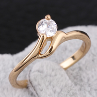 Bliver® Finger Ring, Messing, 18K forgyldt, med cubic zirconia, nikkel, bly & cadmium fri, 4mm, Størrelse:5, Solgt af PC