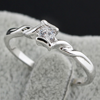 Gets® палец кольцо, Латунь, покрытый платиной, с кубическим цирконием, не содержит никель, свинец, 4mm, размер:6.5, продается PC