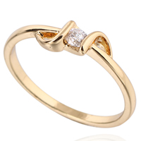 Gets® Finger Ring, Messing, 18 K vergoldet, mit kubischem Zirkonia, frei von Nickel, Blei & Kadmium, 3mm, Größe:5, verkauft von PC