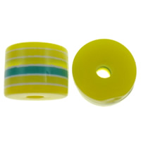 Gestreifte Harz Perlen, Zylinder, Streifen, gelb, 8x6mm, Bohrung:ca. 2mm, 1000PCs/Tasche, verkauft von Tasche